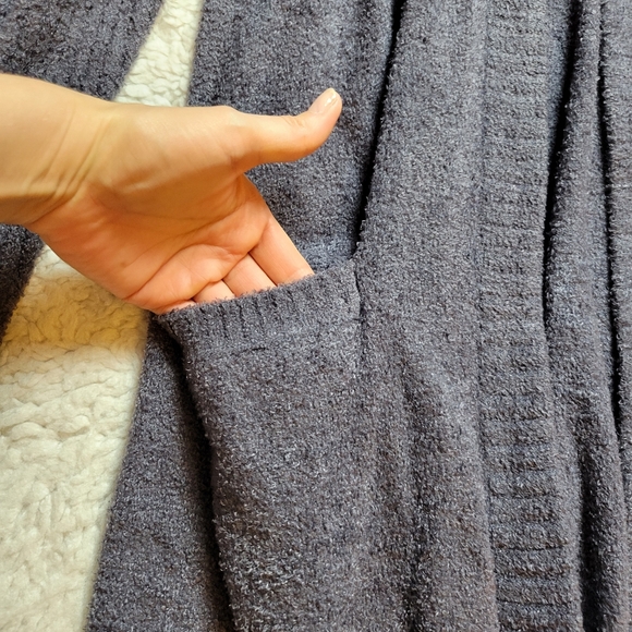 Barefoot Dreams Cozy Chic Lite Hooded Cardigan Women's Medium Gray Blue Purple - Picture 2 of 8